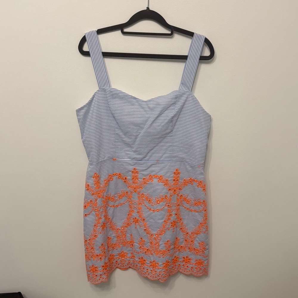 Tularosa Blue and Orange Embroidered Mini Dress - Picture 5 of 7